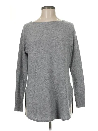 Pre-owned Halogen Long Sleeve Top Gray Boatneck Tops