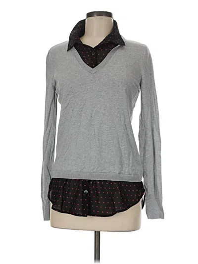 Pre-owned Halogen Long Sleeve Top Gray Cowl Neck Tops