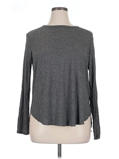 Pre-owned Halogen Long Sleeve Top Gray Turtleneck Tops