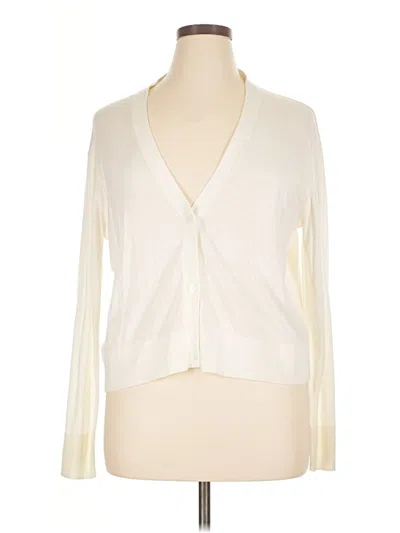 Pre-owned Halogen Long Sleeve Top Ivory Plunge Neckline Tops