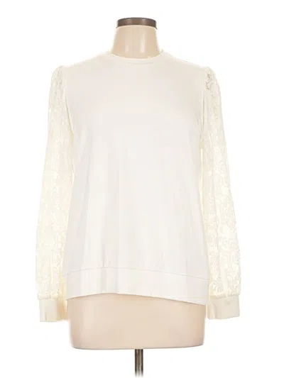 Pre-owned Halogen Long Sleeve Top Ivory Turtleneck Tops