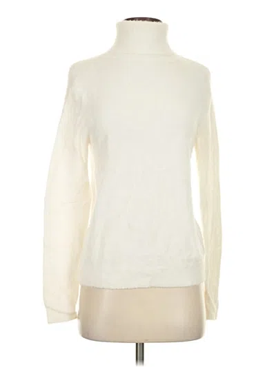 Pre-owned Halogen Long Sleeve Top Ivory Turtleneck Tops In White