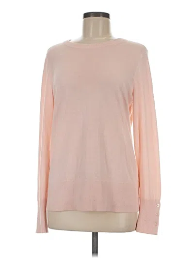 Pre-owned Halogen Long Sleeve Top Pink Crew Neck Tops