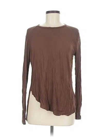 Pre-owned Halogen Long Sleeve T-shirt In Brown