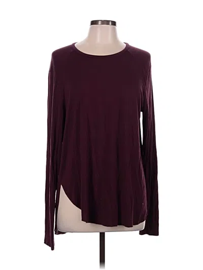 Pre-owned Halogen Long Sleeve T-shirt In Burgundy
