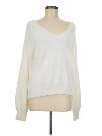Pre-owned Halogen Long Sleeve T-shirt In Ivory