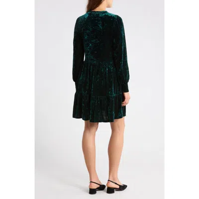 Halogen ® Long Sleeve Velvet Dress In Hunter Green