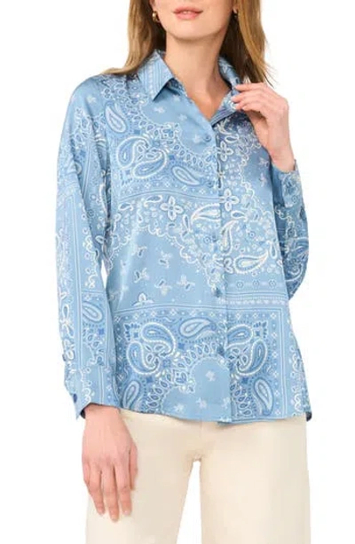 Halogen ® Lux Satin Button-up Shirt In Blue