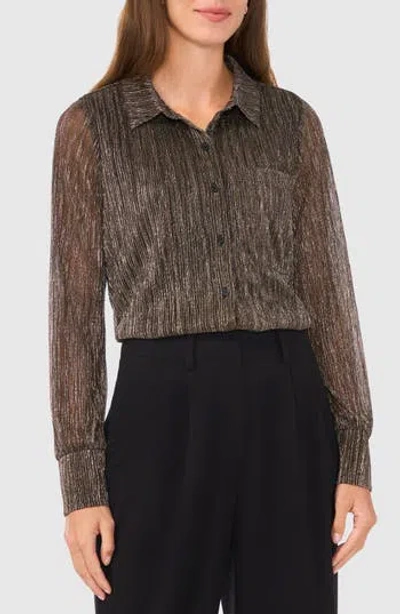 Halogen ® Metallic Button-up Shirt In Rich Black