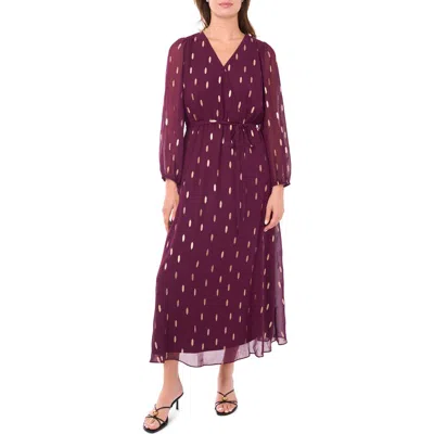 Halogen ® Metallic Dot Long Sleeve Chiffon Maxi Dress In Potent Purple
