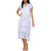 Halogen ® Metallic Floral Flutter Sleeve Maxi Dress In Blue