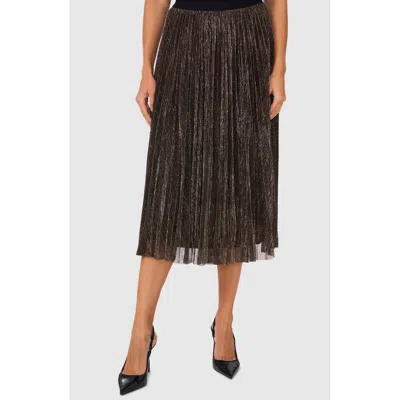 Halogen ® Metallic Sparkle Release Pleat Midi Skirt In Black