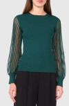 Halogen ® Mix Media Sweater In June Bug Green