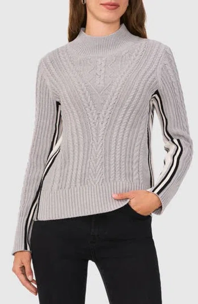 Halogen ® Mixed Cable Mock Neck Sweater In Light Heather Grey