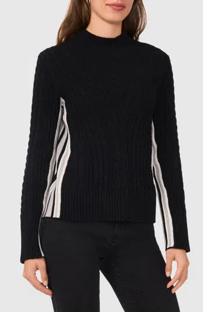 Halogen ® Mixed Cable Mock Neck Sweater In Rich Black