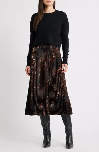 Halogen ® Mixed Media Long Sleeve Dress In Transparent