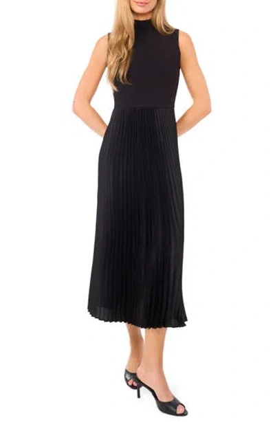 Halogen ® Mixed Media Sleeveless Midi Dress In Black