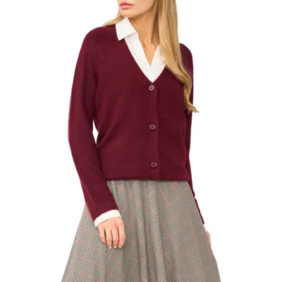 Halogen ® Mixed Media Twofer V-neck Cardigan In Red