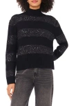 Halogen ® Mock Neck Sequin Stripe Sweater In Black