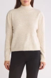 Halogen Sequin Mock Neck Sweater In Malted Beige