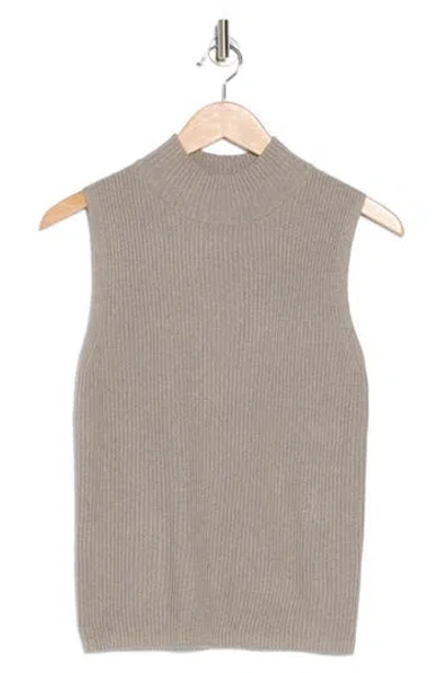 Halogen ® Mock Neck Sleeveless Rib Top In Medium Brown
