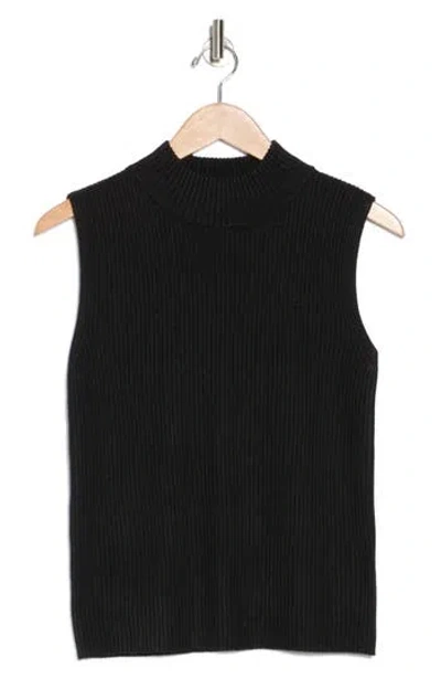 Halogen ® Mock Neck Sleeveless Rib Top In Rich Black