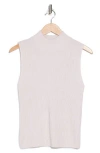 Halogen ® Mock Neck Sleeveless Rib Top In Sugar Heather White