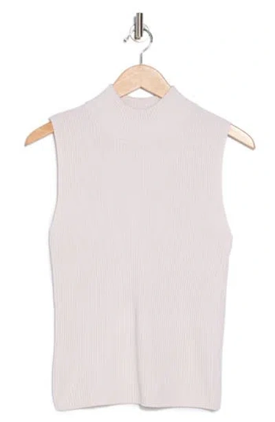 Halogen ® Mock Neck Sleeveless Rib Top In Sugar Heather White