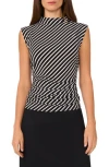 Halogen ® Mock Neck Sleeveless Top In Rich Black/cream