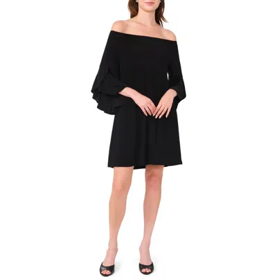Halogen ® Off The Shoulder Flutter Sleeve Shift Dress In Rich Black