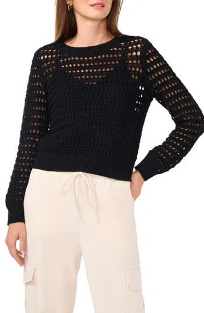 Halogen ® Open Knit Sweater In Rich Black