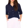 Halogen ® Open Stitch Button-up Polo Sweater In Classic Navy