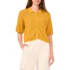 Halogen ® Open Stitch Button-up Polo Sweater In Golden Spice Brown