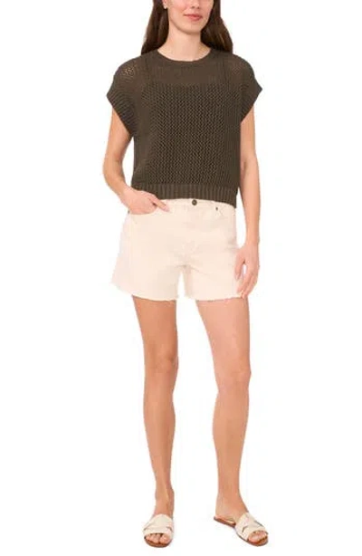 Halogen ® Open Stitch Cotton Crop Sweater Vest In Green