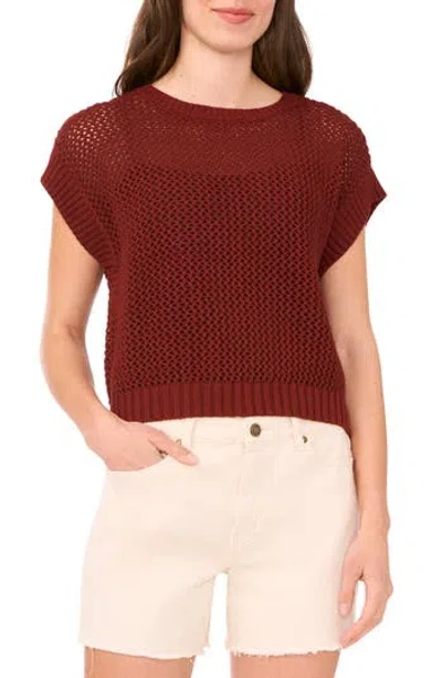 Halogen ® Open Stitch Cotton Crop Sweater Vest In Red