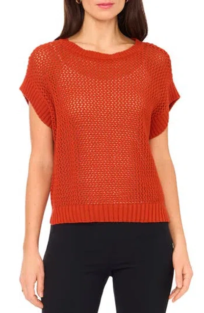Halogen ® Open Stitch Cotton Crop Sweater Vest In Red Umber Brown