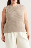 Halogen ® Open Stitch Side-button Cotton Sweater Tank