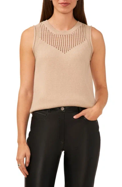 Halogen Open Stitch Sleeveless Jumper In Oxford Tan