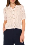Halogen ® Openwork Short Sleeve Cardigan In Brown