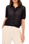 Halogen ® Openwork Short Sleeve Cardigan In Black
