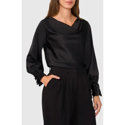 Halogen ® Paillette Cuff Cowl Neck Top In Rich Black