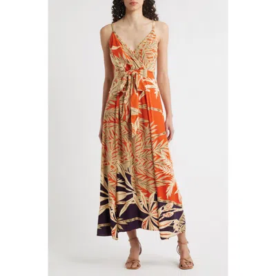 Halogen ® Palm Print Belted Maxi Dress In Multi