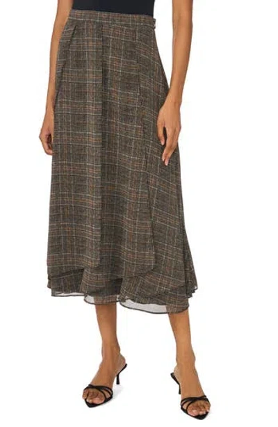 Halogen ® Paneled Plaid Midi Skirt In Green