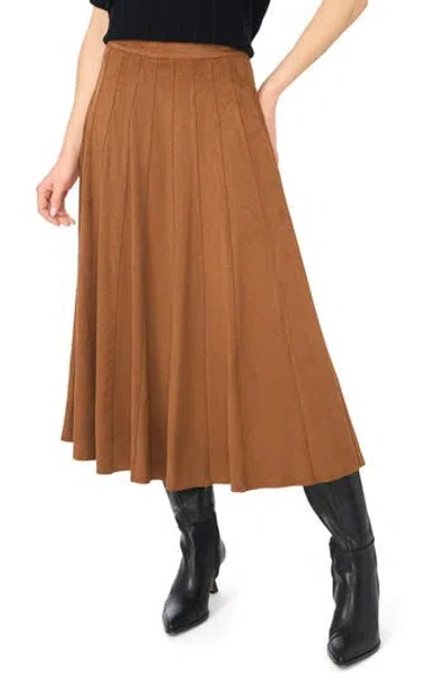 Halogen ® Panelled Pintuck Faux Suede Midi Skirt In Brown