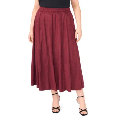 Halogen ® Panelled Pintuck Faux Suede Midi Skirt In Burgundy