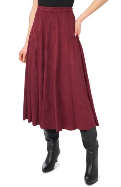 Halogen ® Panelled Pintuck Faux Suede Midi Skirt In Burgundy