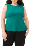 Halogen Peplum Rib Tank In Miami Green