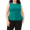 Halogen Peplum Rib Tank In Miami Green