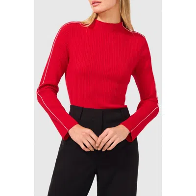 Halogen ® Piped Mock Neck Rib Sweater In Ultra Red