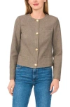 Halogen ® Plaid Cropped Collarless Jacket In Saddle Brown